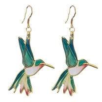 CILENON Hoops Hummingbird Earrings Oil Drop Enamel Multicolor Hummingbird Earrings Female Jewelry (Gold,A)