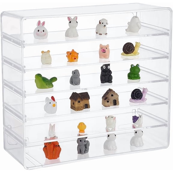 6 Grids Acrylic Display Case Detachable Clear Acrylic Organizer for Figures Dust-Proof Figures Rock Stone Collections - 7.5x3.6x6.7 inch Clear