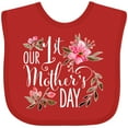 thumbnail image 3 of Inktastic Our First Mother's Day Pink Flowers Boys or Girls Baby Bib, 3 of 4