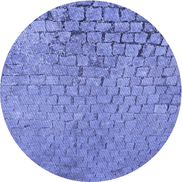 Ahgly Company Tapis Rond Lavable en Machine Intérieur Transitionnel Bleu Denim, 8 Pieds Rond