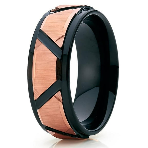 Tungsten Wedding Band Rose Gold Ring Men and Women Tungsten Carbide Brushed Tungsten 8mm Comfort Fit