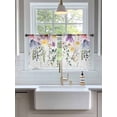 thumbnail image 3 of Sheer Curtains 54 Inch Length 2 Panels Set for Kitchen, Wild Flowers Semi Sheer Curtains for Windows, Farmhouse Country Floral Leaf Plant Voile Window Treatments Rod Pocket Curtain, 3 of 7
