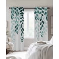 thumbnail image 3 of Teal Ombre Botanical Blackout Curtains 45 Inches Long for Bedroom, Watercolor Pastoral Leaf Thermal Insulated Room Darkening Black Out Window Curtain Panels Grommet Drapes for Living Room, 3 of 8