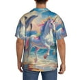 thumbnail image 3 of KLL Dolphin Rainbow Horse Print Men's Shirt Short Sleeve Button Down Summer Cuba Beach Shirts- X-Large, 3 of 5