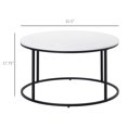 thumbnail image 3 of HOMCOM Table Basse Moderne, Table Centrale Ronde avec Cadre en Métal, Pieds Réglables, Blanc, 3 of 10