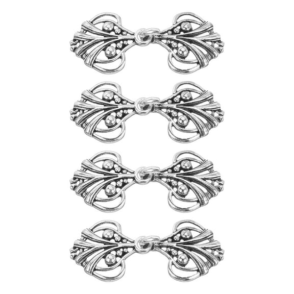 Cloak Clasp 4 Pairs Sew on Hooks and Eyes Vintage Cape Clasps Buckles(Silver)