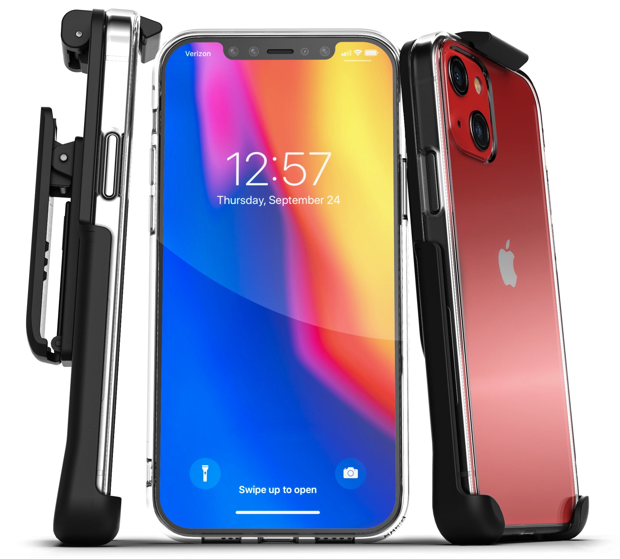 Encased Clear Back Designed for iPhone 13 Mini Belt Clip Case (2021) Transparent Protective Phone Case with Holster