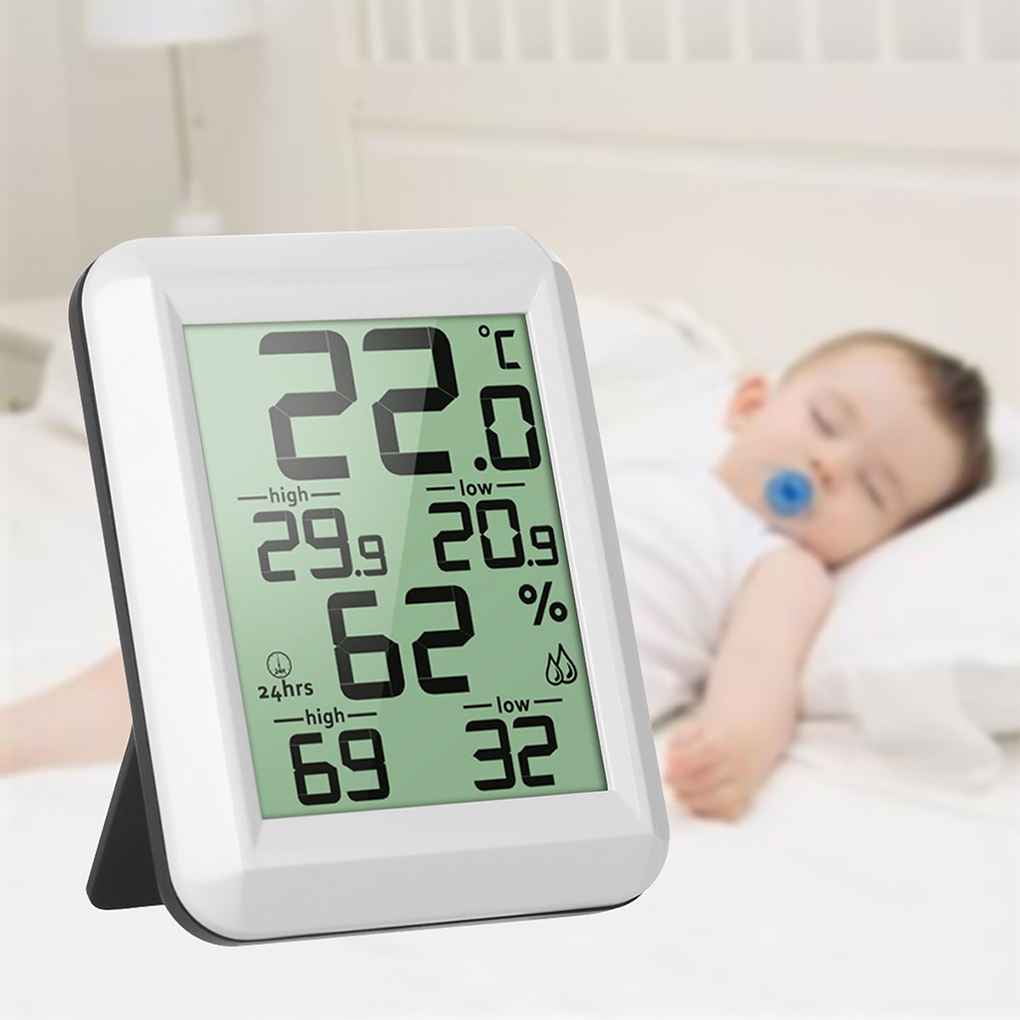 blanc Thermomètre numérique Hygromètre Compteur dhumidité Indicateur LCD 