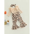 thumbnail image 3 of KOMOO 3pcs Infant Baby Outfit Toddler Long Sleeve Ruffle Ribbed Romper Flare Pants Headband Sets, 3 of 8