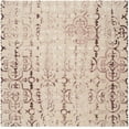 thumbnail image 2 of Safavieh Dip Dye Flower Distressed Wool Area Rug, Beige/Maroon, 7' x 7' Square, 2 of 8