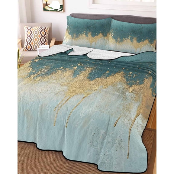 Modern Teal Turquoise King Size Down Alternative Comforter,Lightweight Comforter Quilt Bedding Set with Pillow Shams Abstract Oil Painting Minimalist Art Bed Comforter Duvet Insert 96"x106"