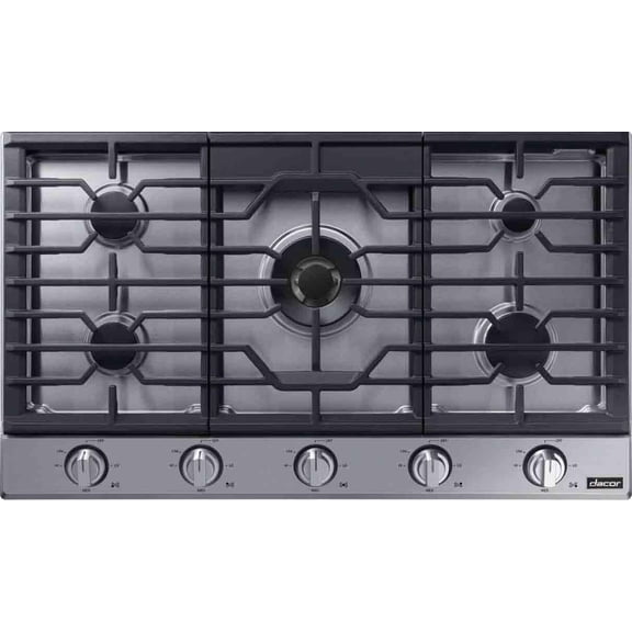 Dacor DTG36P875NS Transitional 36'' Smart Natural Gas Cooktop with Griddle, 5 Sealed Burners, Wi-Fi Enabled, Auto Connected Hood in Stainless Steel