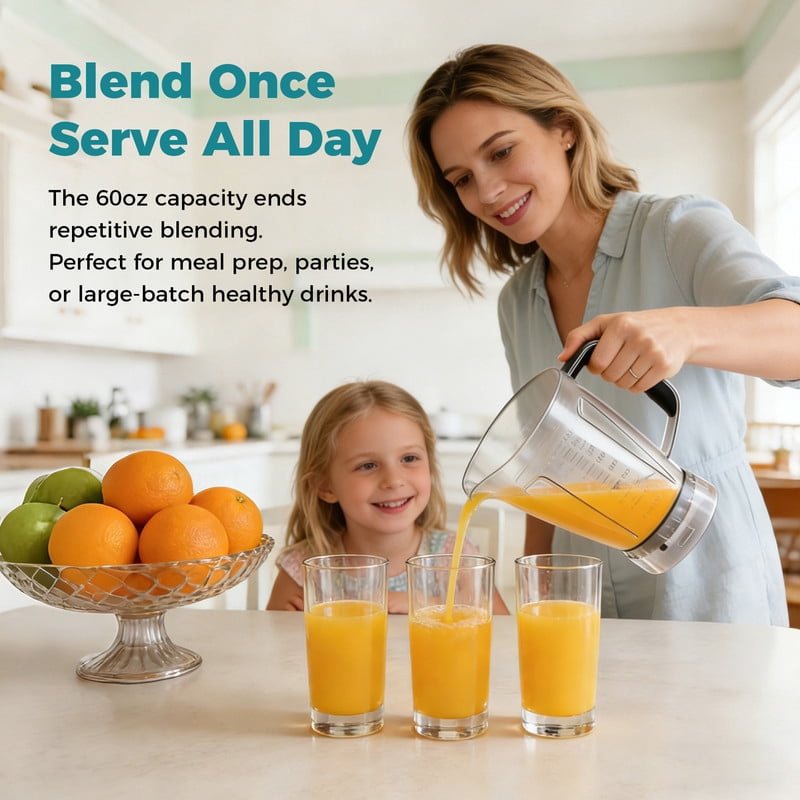 Gianna Smoothie Blender, Countertop Blenders for Kitchen with 24 35 60 oz BPA-Free Portable Cups, Professional Smoothie Maker with Four Programs for Shakes, Sauces, Juice, Silver