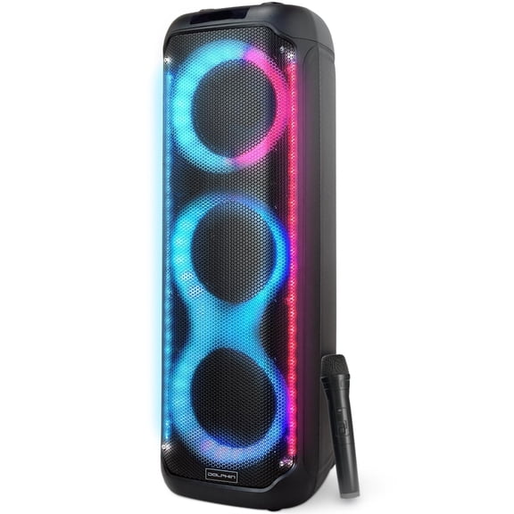 Dolphin KP-380 Triple 8" Bluetooth Party Speaker – Powerful Sound System, 35-Inch Tall, Portable Design, Long Lasting Battery