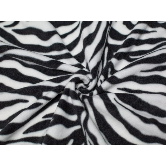 Animal Print Fleece Fabric Black & White - per yard