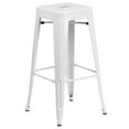 thumbnail image 1 of 30'' High Backless White Metal Indoor-Outdoor Barstool with Square Seat, 1 of 9