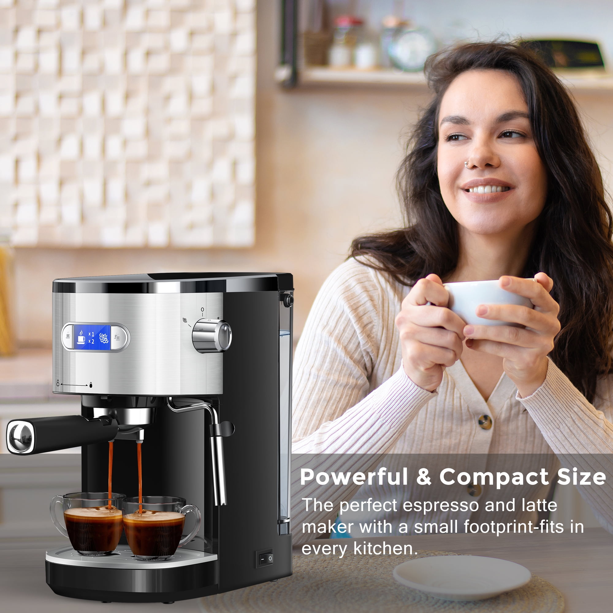 KNDKO 20 Bar Espresso Machine, Automatic Coffee Maker with Milk Frother Steam Wand for Espresso/Cappuccino/Latte/Mocha