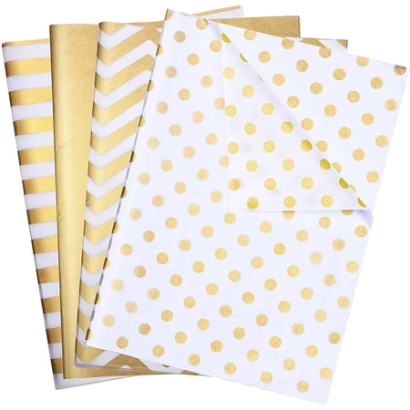 Savita 60 Sheets 11x17inch Metallic Tissue Paper, Metallic Gift Wrapping Tissue Paper For Christmas Weddings Birthday Party Showers DIY Arts Crafts (6 Styles) (Gold&Black