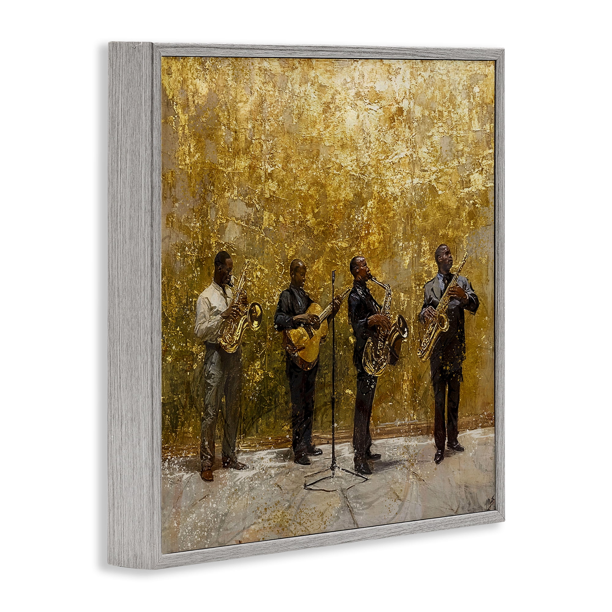 Golden Era Jazz Musicians Gray Framed Giclee Art, design by Marta Wiley