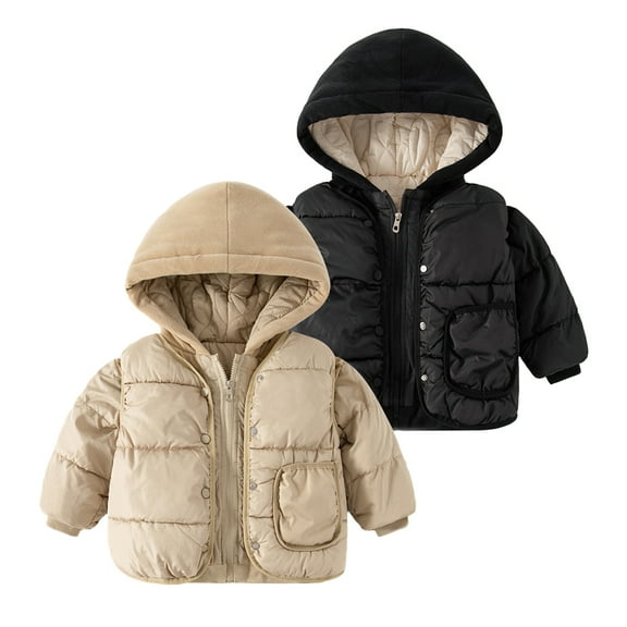 Esaierr 2Pcs Toddler Baby Down Cotton Jacket Coat Outfits 2-10T Kids Winter Light Puffer Down Hooded Outerwear  Shoulder Vest and Cotton Jacket Set for boys girls