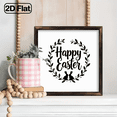 thumbnail image 6 of 2D Flat 1pc Happy Easter Wooden Framed Sign - Rustic Farmhouse Wall Decor with Bunny Egg Cutouts, Wood Frame, 8x8 Inch Spring Tabletop or Hanging Decoration for Kitchen, Living Room, Easter Bask, 6 of 9