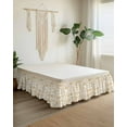 thumbnail image 2 of Ginger Pastoral Flowers Bed Skirt California King Size 18 Inch Drop, Farmhouse Pattern Adjustable Elastic Dust Ruffles Bedskirt Wrap Around Pleated Mattress Frame Cover, 2 of 9