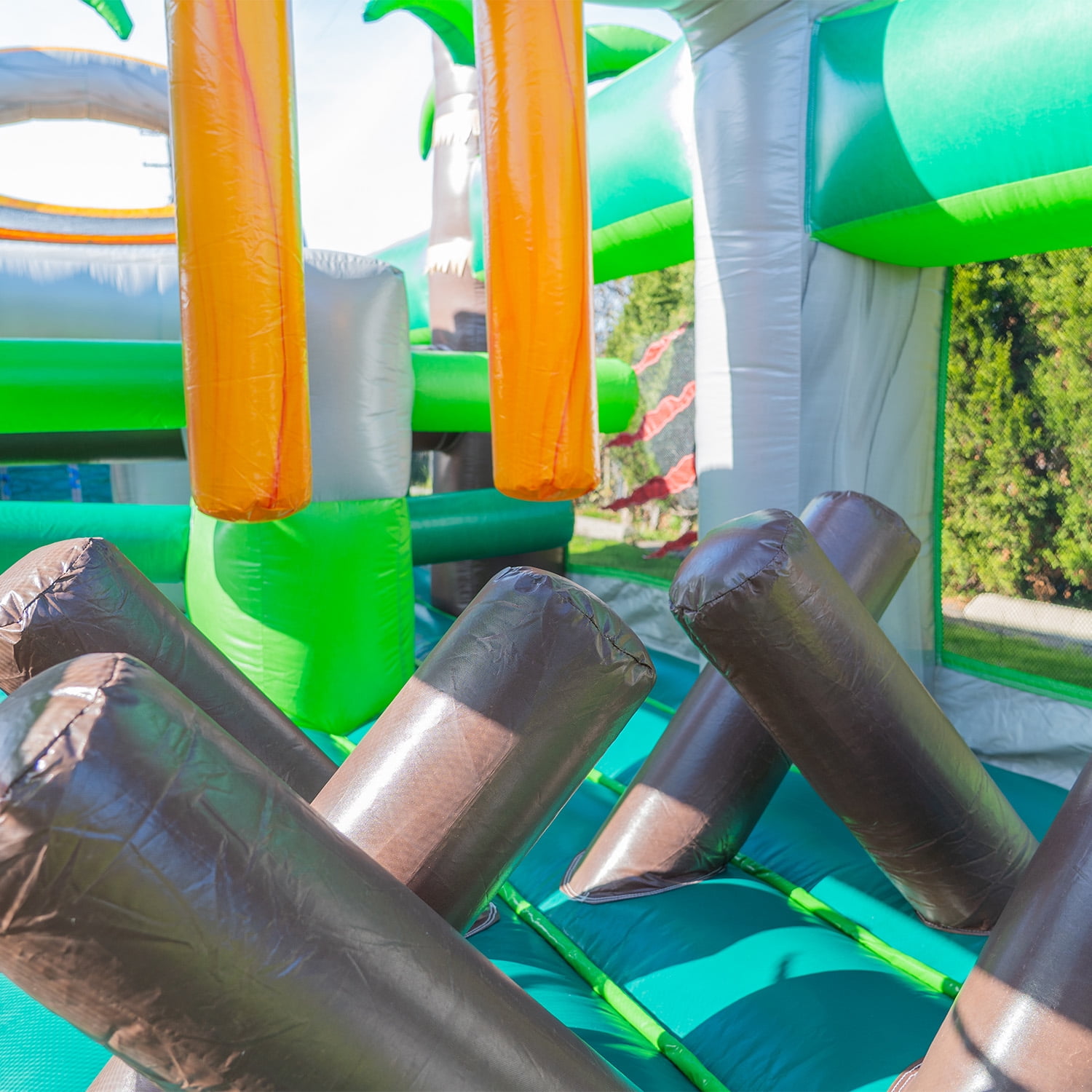 HeroKiddo T-Rex Dinosaur 42’ Inflatable Obstacle Course with Water Slide