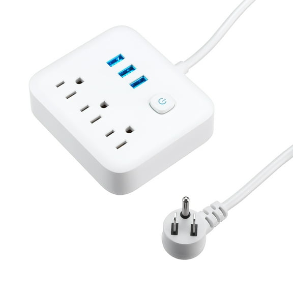 Poweradd 3-Outlet Surge Protector 3 USB Ports Power Strip with 5ft Heavy-Duty Extension Power Cord, 1250W - UL Listed