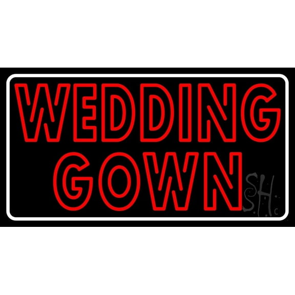 Double Stroke Wedding Gown LED Neon Sign 13" Tall x 24" Wide - inches, Black Square Cut Acrylic Backing, with Dimmer - Premium built indoor Sign for Storefront, Store interior, Studio.
