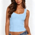 thumbnail image 2 of Aboser Womens Open Back Tank Tops Summer Y2k Crop Top Ribbed Knit Basic Shirt Slim Fit Square Neck Camisoles Cozy Soft Sleeveless Tanks, 2 of 8
