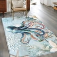 thumbnail image 2 of Hallway Runner Rug 2.7'x5', Coastal Octopus Long Non-slip Runner Rugs, Summer Beach Vintage Ocean Coral Washable Outdoor Indoor Throw Floor Carpet Mat for Living Room/Bedroom/Kitchen/Office/Laundry, 2 of 9