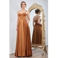 thumbnail image 3 of Women's Adora Design 3301 Chiffon Lace Up Corset A-line Long Prom 2026 Dress Bronze Size 4, 3 of 3