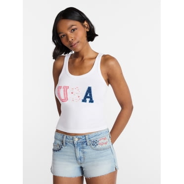 No Boundaries Americana Graphic Tank Top, Women's XXS-XXL