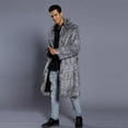 thumbnail image 5 of Mens Winter Coats Fuzzy Warm Thick Overcoat Coat Heavyweight Turndown Collar Long Sleeve Cardigan Outwear Jacket Men, 5 of 7
