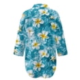 thumbnail image 5 of Xoenoiee Starfish Plumeria Flower Print Button Down Swimsuit Coverup for Women Long Sleeve Bathing Suit Cover Up Oversized Shirt Lapel Collar Blouse Summer Top, L, 5 of 7