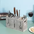thumbnail image 3 of Organizador de cubiertos de madera, estante de almacenamiento de vajilla con 3 compartimentos, soporte para utensilios, carrito de cubiertos para mesa Sunnimix Soporte para cubiertos, 3 of 8