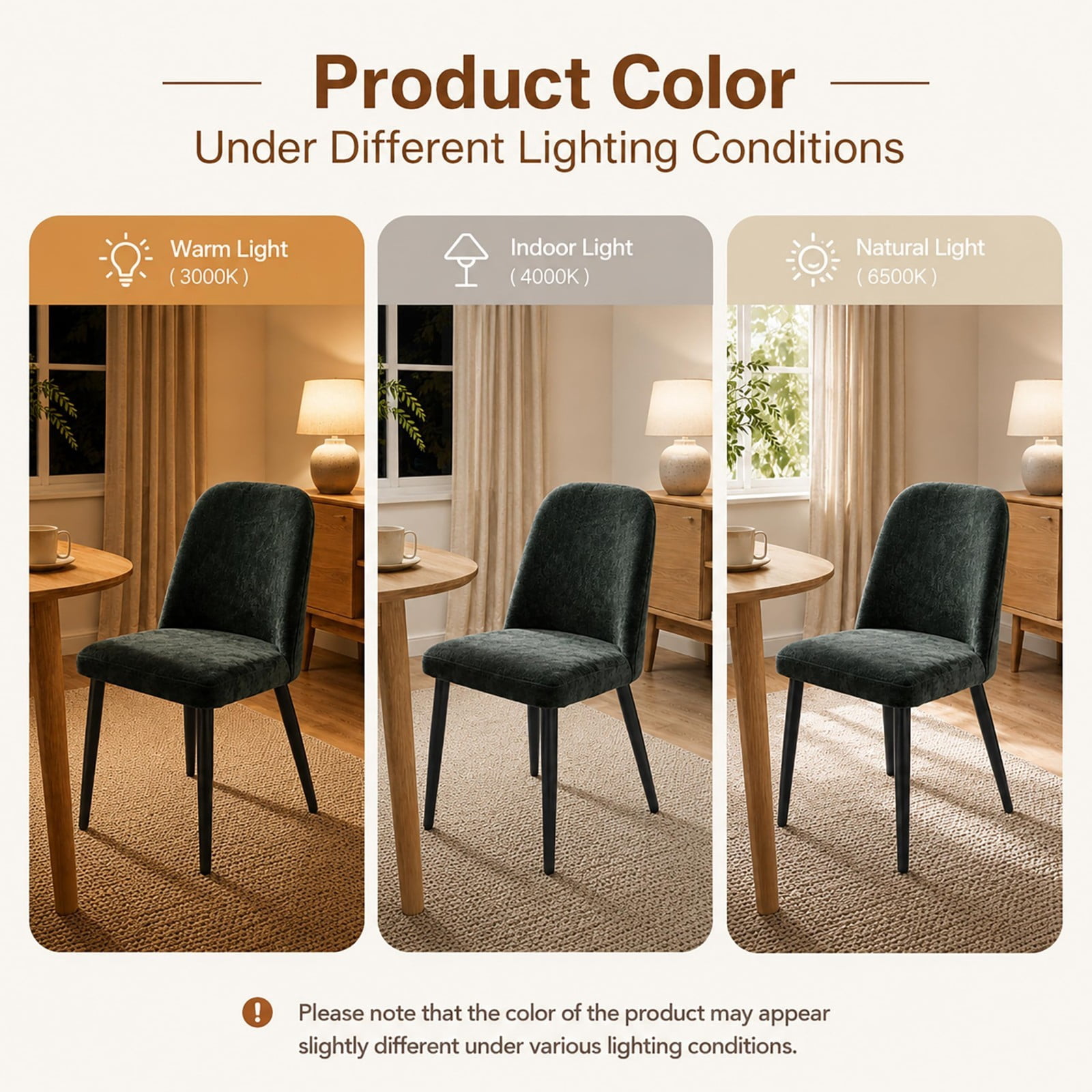 Fabric Dining Chairs Set of 4, Dark Green Upholstered Kitchen Chairs with Ergonomic Backrest and Metal Legs, Modern Armless Side Chairs for Dining Room, Restaurant, Living & Meeting Room