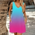 thumbnail image 4 of Fashion SMihono Womens Summer Dresses 2025 Casual Loose Sleeveless V Neck Sundresses Boho Gradient Hawaiian Beach Dresses with Pockets Blue XL, 4 of 6