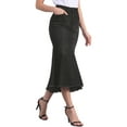 thumbnail image 4 of INSPIRE CHIC Women's Denim Washed Fishtail High Waist Raw Hem Fashion Casual with Pockets Midi Skirts L Black, 4 of 6