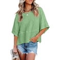 thumbnail image 2 of XDIAHBPL Womens Tops T Shirts For Women Casual Fashion Green Summer Crewneck Batwing Half Sleeve Tee Loose Basic, 2 of 6