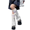 thumbnail image 1 of Cute Bowknot Knitted Flared Leg Warmers Striped Pattern Leg Covers Baggy Flared Wide Leg Long Socks for Women Girls, 1 of 4