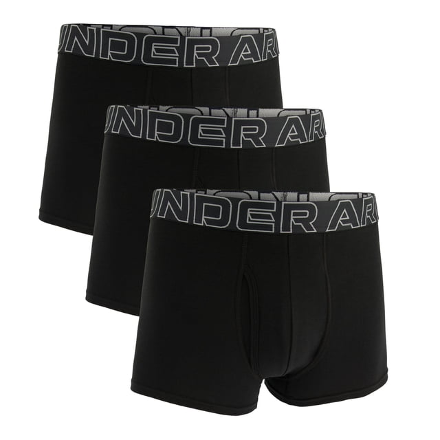 UNDER ARMOUR Calzoncillos bóxer para hombre, pack de 3 - Performance Cotton Trunks - Solid 3 in, Stretch, Mezcla de algodón Negro L (Large)