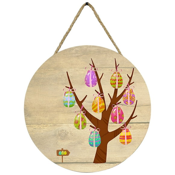 Home Decor Clearance Wall Decoration Wall Hanging Circular Easter Wooden Hanging Sign Home Decoration Wall Decoration Festival Atmosphere Door Sign Wood Sign