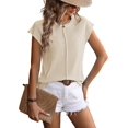 thumbnail image 2 of Blusa Informal de Corta con Cuello Redondo y Aguja Gruesa para Mujer, Color Albaricoque L, 2 of 6