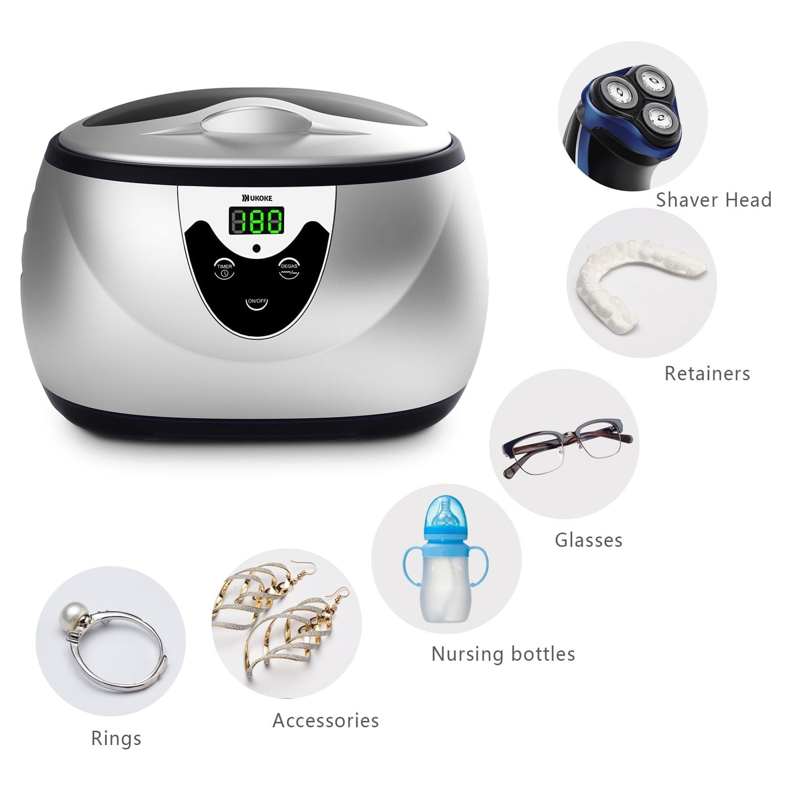 Ukoke UUC06S Ultrasonic Cleaner for Jewelry, Eyeglasses, Rings, and Watches