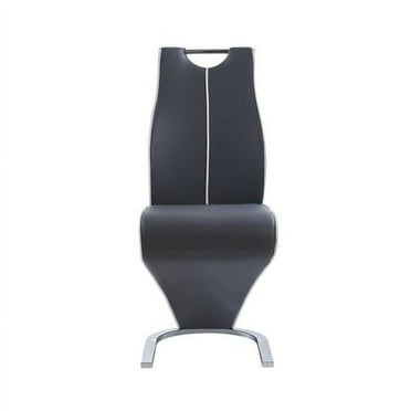 Grey & White Z Style Design Dining Chairs with Metalic Base & Seat Back Handle - Pack of 2
