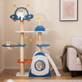 thumbnail image 4 of Gymax Space Theme Cat Tree w/ Sisal Covered Scratching Posts UFO-shaped Top Perch, 4 of 10
