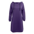 thumbnail image 4 of Outfmvch Hoodies Womens Hoodies Womens Autumn And Winter Loose Solid Long Hooded Dress With Pocket Zip Up Hoodie Women Purple S, 4 of 5