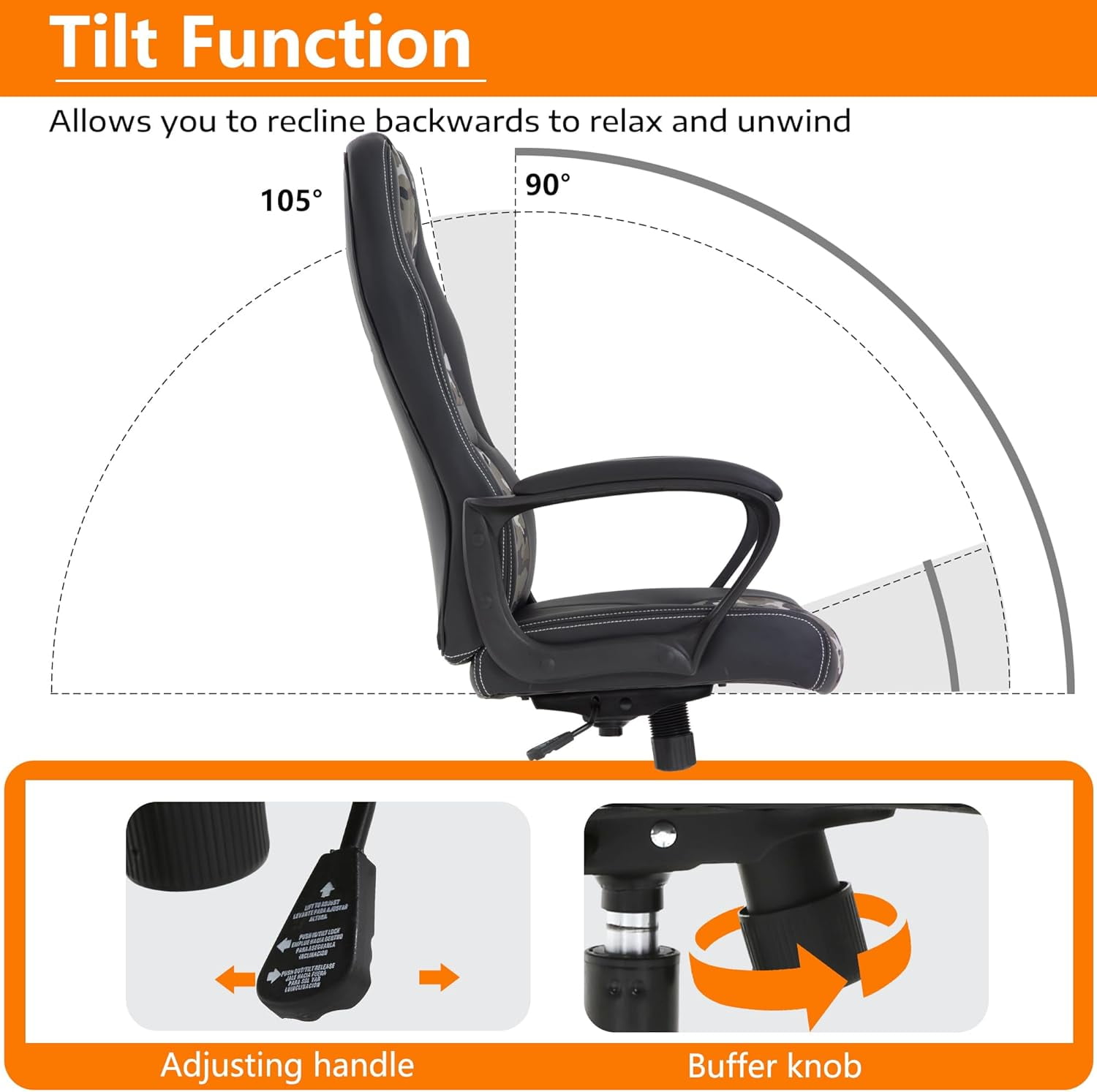 BestMassage Adjustable & Ergonomic Swivel Gaming Chair, Camo