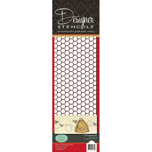 Designer Stencils Honeycomb Cake Stencil Side, Beige/semi-transparent